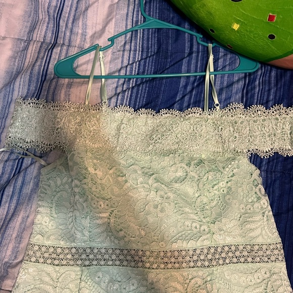 Mint Green Lace Romper - Picture 3 of 6